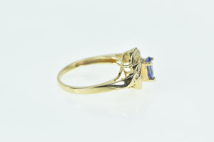 14K Pear Tanzanite Diamond Swirl Engagement Ring Yellow Gold