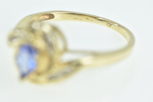 14K Pear Tanzanite Diamond Swirl Engagement Ring Yellow Gold