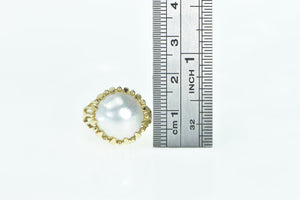 14K 13.25mm Pearl Vintage Raised Statement Cocktail Ring Yellow Gold