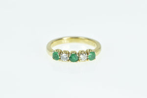 14K Natural Emerald Diamond Classic Wedding Band Ring Yellow Gold