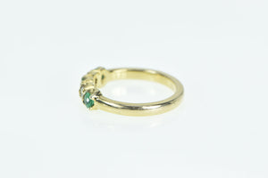 14K Natural Emerald Diamond Classic Wedding Band Ring Yellow Gold