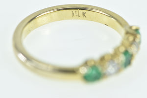 14K Natural Emerald Diamond Classic Wedding Band Ring Yellow Gold