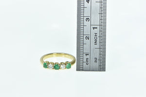 14K Natural Emerald Diamond Classic Wedding Band Ring Yellow Gold