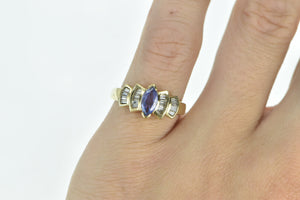 10K Tanzanite Baguette Diamond Engagement Ring Yellow Gold