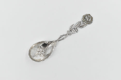800 Silver Antique Floral Rose Berry Spoon
