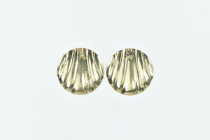 14K Tri Tone Diamond Cut Scalloped Round Vintage Earrings Yellow Gold