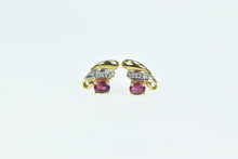 Load image into Gallery viewer, 14K Vintage Natural Ruby Diamond Classic Stud Earrings Yellow Gold