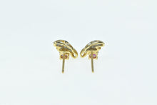 Load image into Gallery viewer, 14K Vintage Natural Ruby Diamond Classic Stud Earrings Yellow Gold