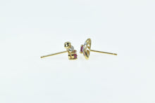 Load image into Gallery viewer, 14K Vintage Natural Ruby Diamond Classic Stud Earrings Yellow Gold