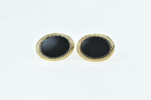 Load image into Gallery viewer, 14K Oval Black Onyx Vintage Retro Statement Stud Earrings Yellow Gold