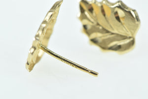 14K Leaf Classic Vintage Nature Motif Stud Earrings Yellow Gold