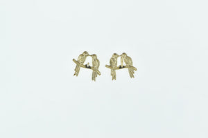 14K Love Bird Romantic Turtle Dove Stud Earrings Yellow Gold