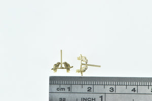 14K Love Bird Romantic Turtle Dove Stud Earrings Yellow Gold