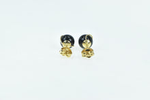 Load image into Gallery viewer, 14K Round Black Onyx Sphere Swirl Vintage Stud Earrings Yellow Gold