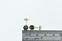 Load image into Gallery viewer, 14K Round Black Onyx Sphere Swirl Vintage Stud Earrings Yellow Gold