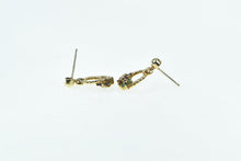 Load image into Gallery viewer, 14K Emerald Ruby Flower Diamond Sapphire Dangle Earrings Yellow Gold