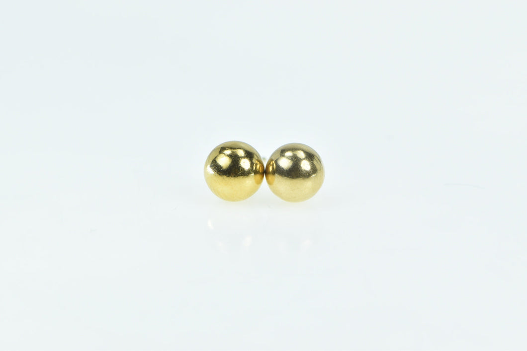 14K 7.1mm Vintage Round Ball Sphere Stud Earrings Yellow Gold