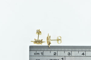 14K Ship Wheel Nautical Direction Motif Stud Earrings Yellow Gold