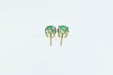 Load image into Gallery viewer, 14K Round Syn. Emerald Solitaire Vintage Stud Earrings Yellow Gold