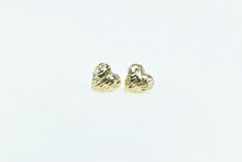 Load image into Gallery viewer, 14K Diamond Cut Heart Love Symbol Vintage Stud Earrings Yellow Gold