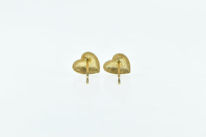 14K Diamond Cut Heart Love Symbol Vintage Stud Earrings Yellow Gold