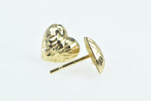 Load image into Gallery viewer, 14K Diamond Cut Heart Love Symbol Vintage Stud Earrings Yellow Gold