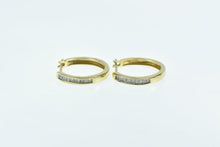 Load image into Gallery viewer, 14K 1.00 Ctw Princess Diamond 22.1mm Vintage Hoop Earrings Yellow Gold