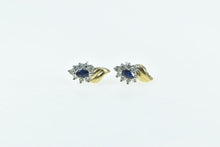 Load image into Gallery viewer, 14K Marquise Sapphire Diamond Vintage Stud Earrings Yellow Gold