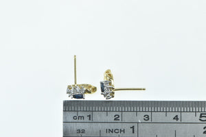 14K Marquise Sapphire Diamond Vintage Stud Earrings Yellow Gold