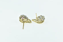 Load image into Gallery viewer, 14K Pear Sapphire Diamond Accent Wavy Stud Earrings Yellow Gold