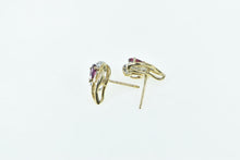 Load image into Gallery viewer, 14K Pear Sapphire Diamond Accent Wavy Stud Earrings Yellow Gold