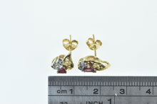 Load image into Gallery viewer, 14K Pear Sapphire Diamond Accent Wavy Stud Earrings Yellow Gold