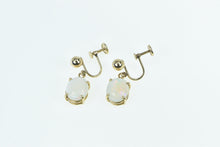 Load image into Gallery viewer, 14K Vintage Oval Natural Opal Screw Back Statement Earrings Yellow Gold