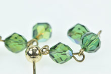 Load image into Gallery viewer, 14K Vintage Green Glass Beaded Chain Dangle Earrings Yellow Gold