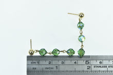 Load image into Gallery viewer, 14K Vintage Green Glass Beaded Chain Dangle Earrings Yellow Gold