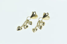 Load image into Gallery viewer, 14K Heart Love Symbol Dangle Fringe Tassel Earrings Yellow Gold