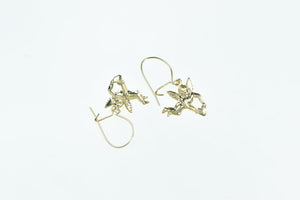 14K Cherub Baby Guardian Angel Cupid Valentine Earrings Yellow Gold