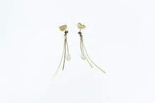 Load image into Gallery viewer, 14K Vintage Curved Bar Baroque Pearl Dangle Earrings Yellow Gold