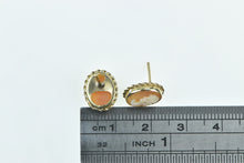 Load image into Gallery viewer, 14K Oval Carved Shell Cameo Statement Stud Earrings Yellow Gold