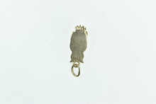 Load image into Gallery viewer, 14K Tiger&#39;s Eye Syn. Emerald Owl Wisdom Symbol Charm/Pendant Yellow Gold