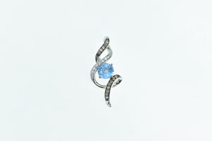 14K LeVian Chocolatier Pendant Blue Topaz Diamond White Gold