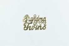 Load image into Gallery viewer, 14K Grandma of Twins Word Cut Out Cursive Heart Charm/Pendant Yellow Gold