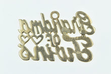 Load image into Gallery viewer, 14K Grandma of Twins Word Cut Out Cursive Heart Charm/Pendant Yellow Gold
