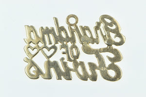14K Grandma of Twins Word Cut Out Cursive Heart Charm/Pendant Yellow Gold