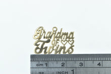 Load image into Gallery viewer, 14K Grandma of Twins Word Cut Out Cursive Heart Charm/Pendant Yellow Gold