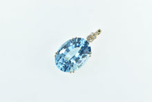 Load image into Gallery viewer, 14K Oval Blue Topaz Diamond Cluster Statement Pendant Yellow Gold