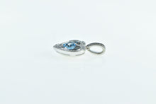 Load image into Gallery viewer, 14K Heart Blue Topaz Diamond Halo Love Symbol Pendant White Gold