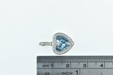 Load image into Gallery viewer, 14K Heart Blue Topaz Diamond Halo Love Symbol Pendant White Gold