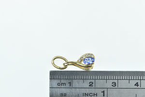 14K Oval Tanzanite Diamond Vintage Statement Pendant Yellow Gold