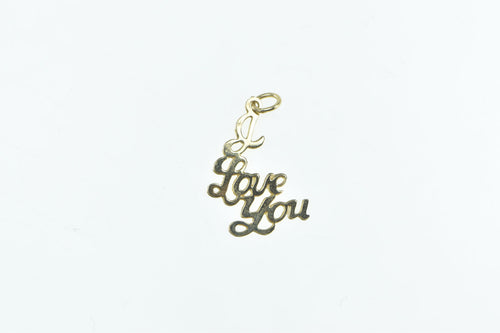 14K I Love You Word Cursive Romantic Message Charm/Pendant Yellow Gold
